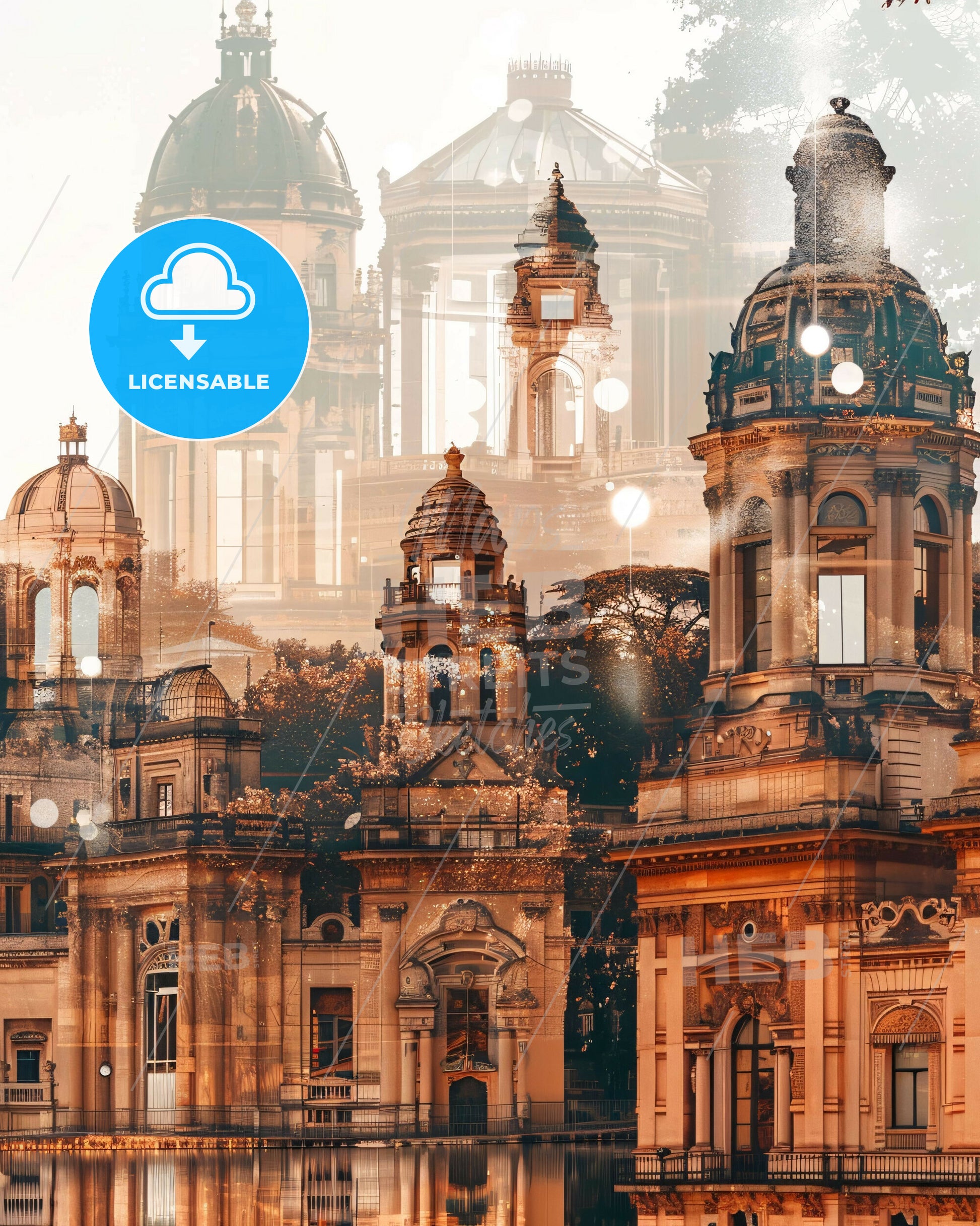 Tranquil Retiro City Lights Skyline Dreaming - A large building with many windows