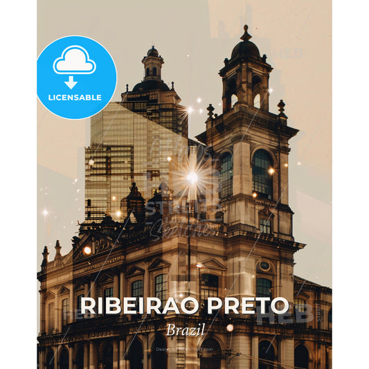 Ribeirao Preto City Skyline with Local Landmarks - A building with a tall building with a tall building with a tall building with a tall building with a tall building with a tall building with a tall building with a tall building with a tall building with - Square format print template