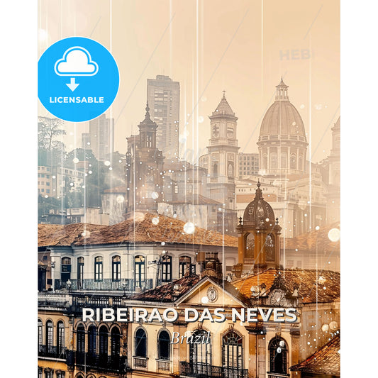 Ribeirao das Neves: Skyline and Architecture Double Exposure - A city with many buildings - Square format print template