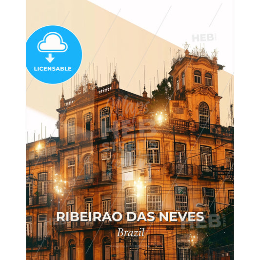 Ribeirao das Neves Skyline Architecture Double Exposure - A building with many windows - Square format print template