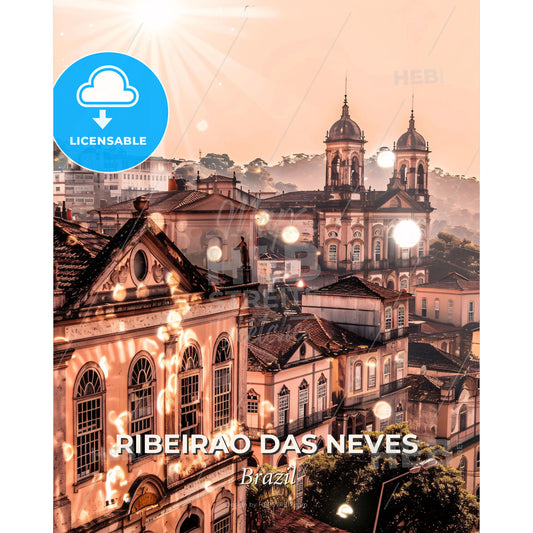 Ribeirao das Neves City Lights Icon Poster - A city with many buildings - Square format print template
