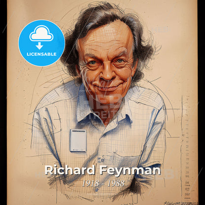 Richard Feynman, 1918 - 1988, American physicist - A Drawing Of A Man Print Template