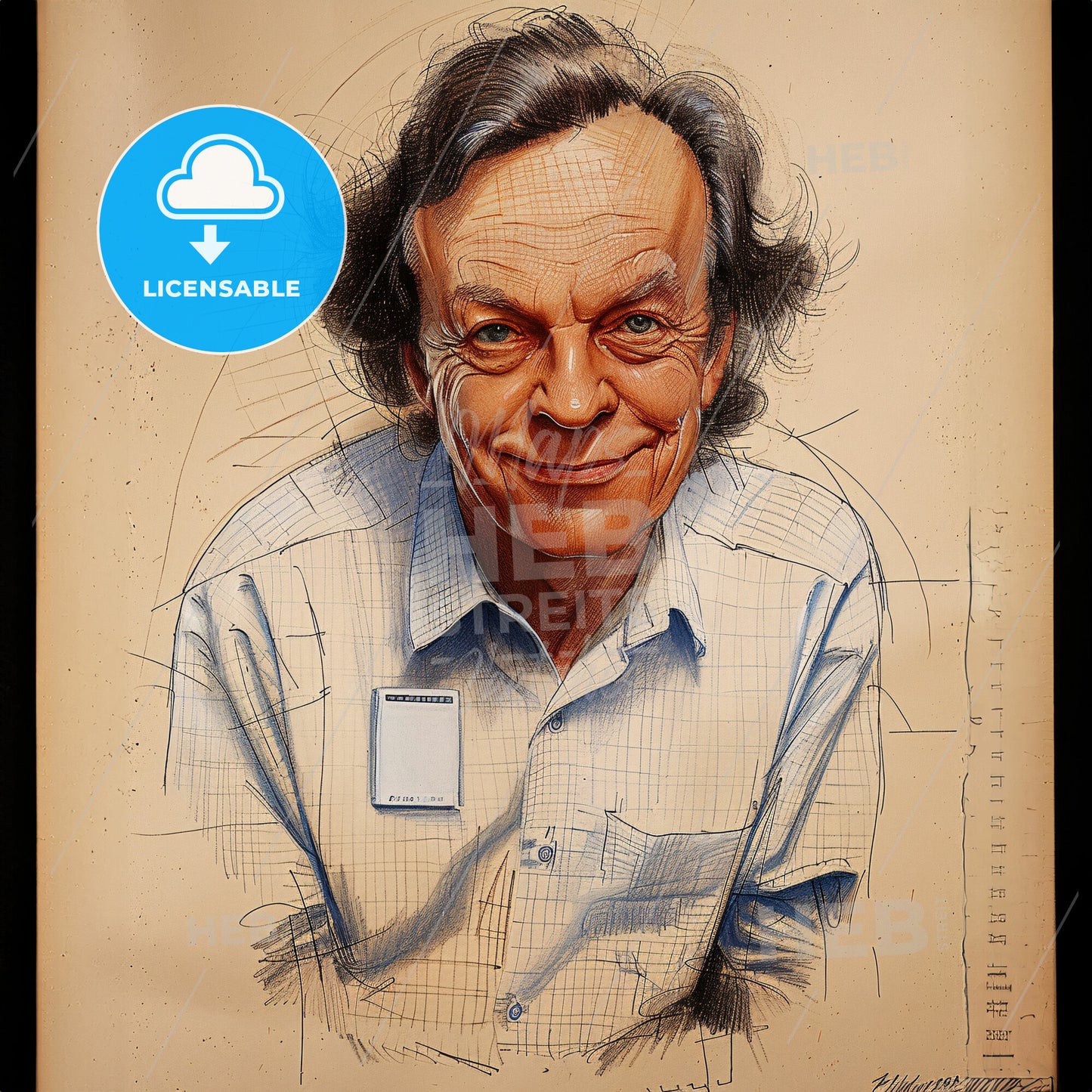 Richard Feynman, 1918 - 1988, American physicist - A Drawing Of A Man