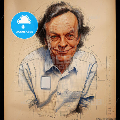 Richard Feynman, 1918 - 1988, American physicist - A Drawing Of A Man