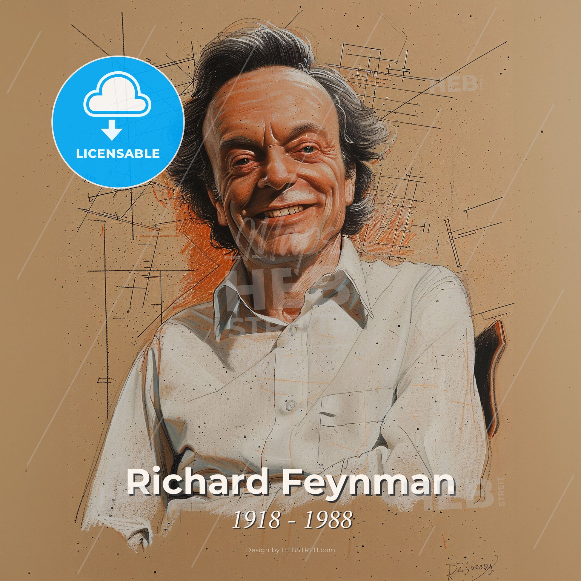 Richard Feynman, 1918 - 1988, American physicist - A Man Smiling At The Camera Print Template
