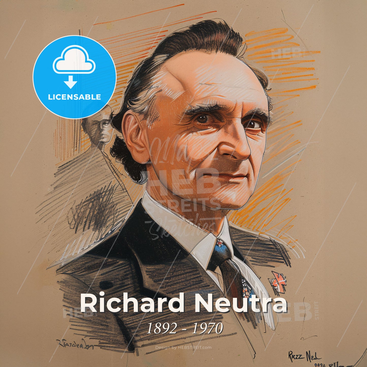 Richard Neutra, 1892 - 1970, Austrian-American architect - A Drawing Of A Man Print Template