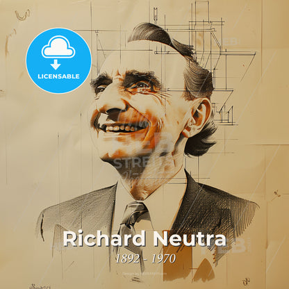Richard Neutra, 1892 - 1970, Austrian-American architect - A Drawing Of A Man Smiling Print Template
