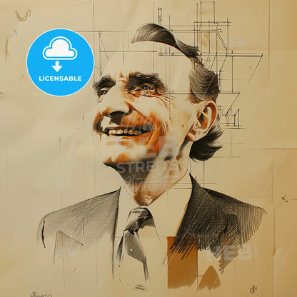 Richard Neutra, 1892 - 1970, Austrian-American architect - A Drawing Of A Man Smiling
