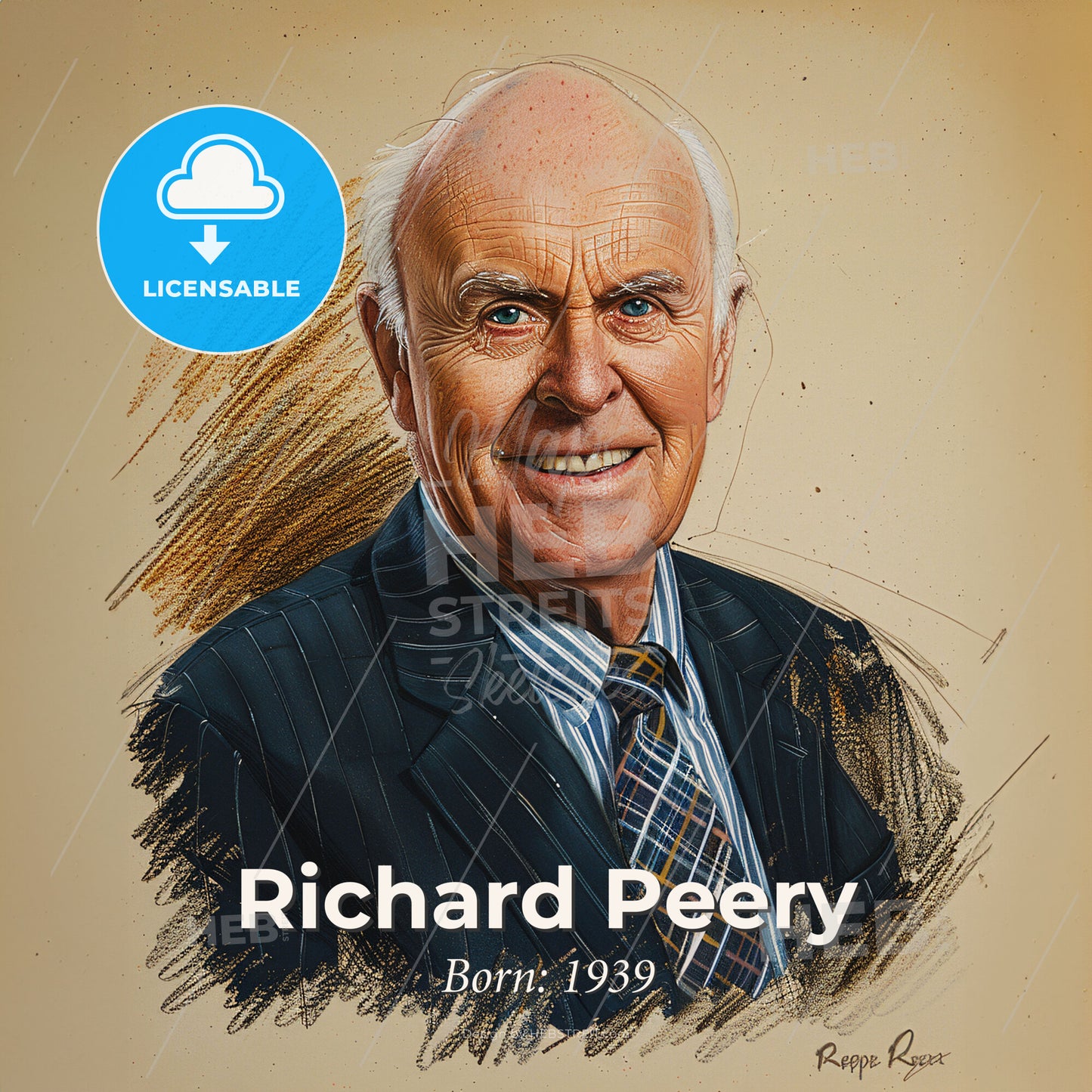 Richard Peery, Born: 1939, American real estate developer - A Man In A Suit Print Template