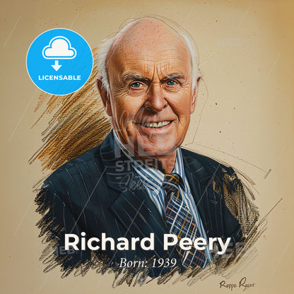 Richard Peery, Born: 1939, American real estate developer - A Man In A Suit Print Template