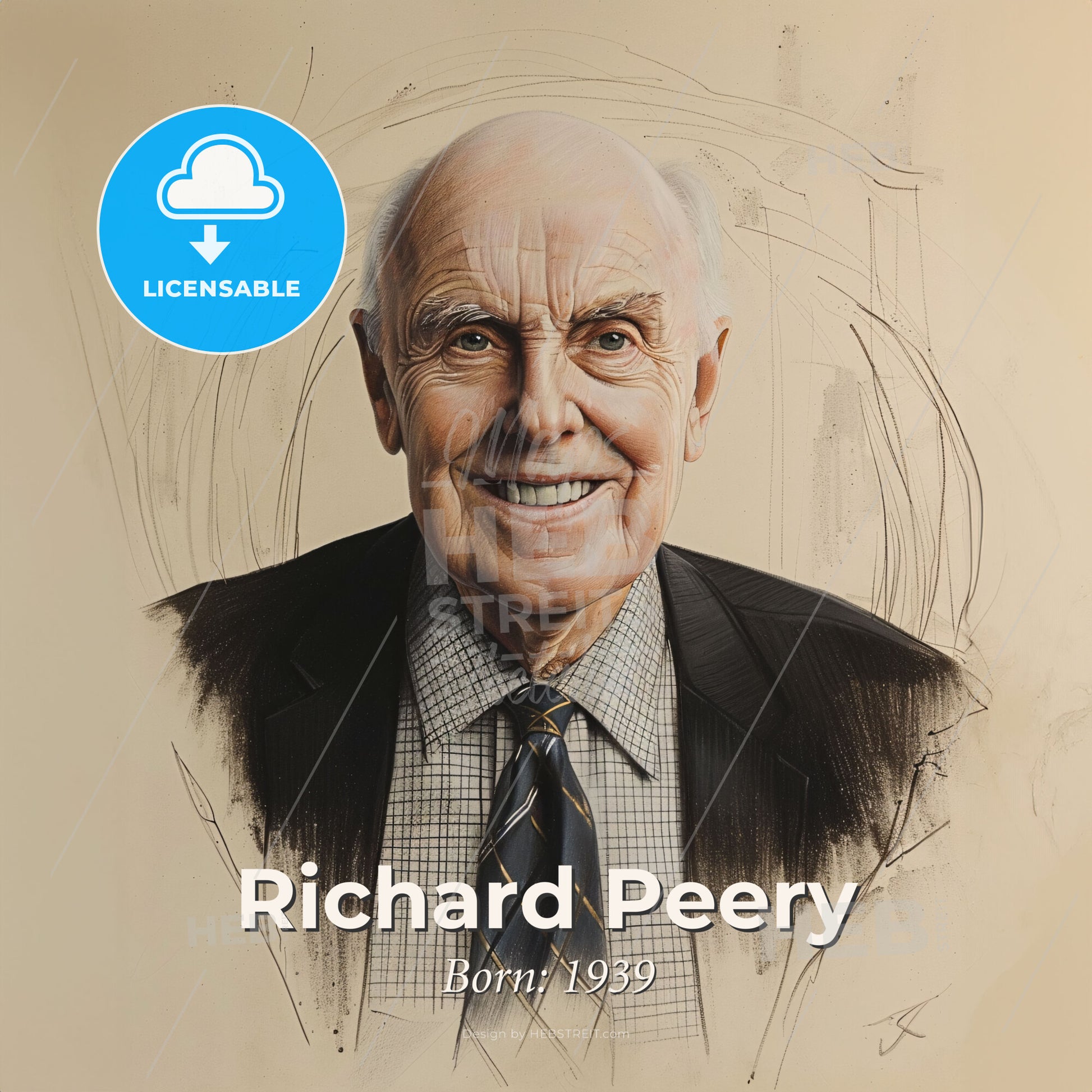 Richard Peery, Born: 1939, American real estate developer - An Old Man In A Suit And Tie Print Template