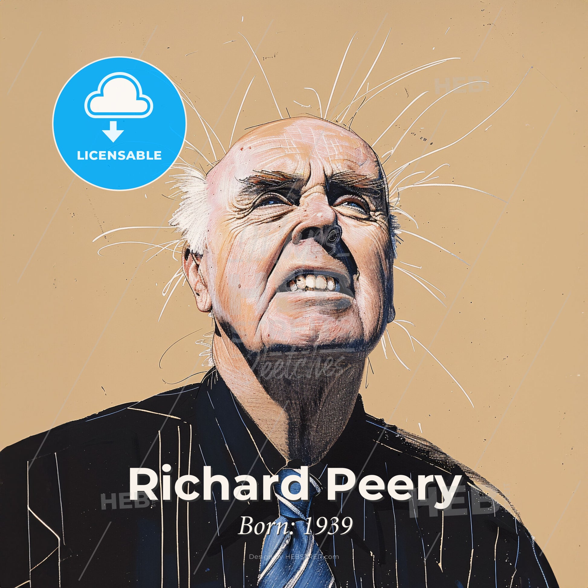 Richard Peery, Born: 1939, American real estate developer - A Man With White Hair And A Blue Tie Print Template