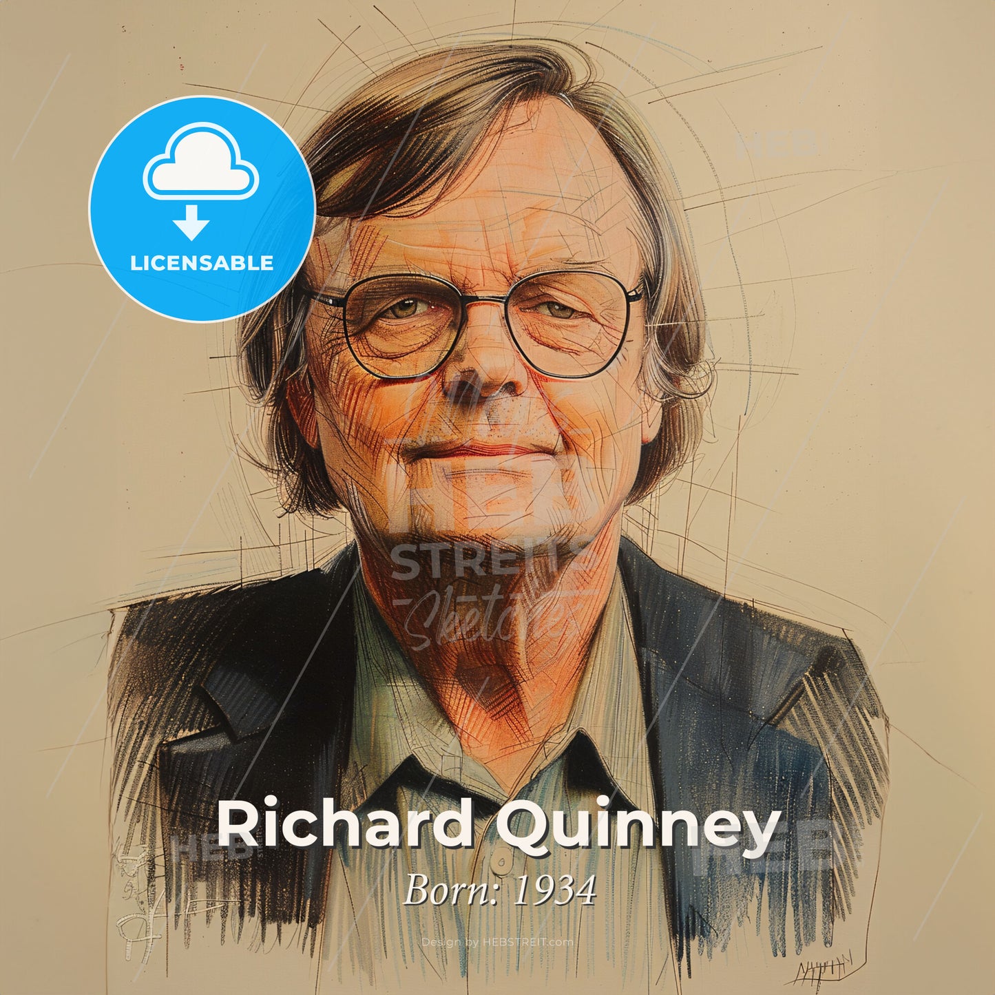 Richard Quinney, Born: 1934, American criminologist - A Man Wearing Glasses And A Suit Print Template