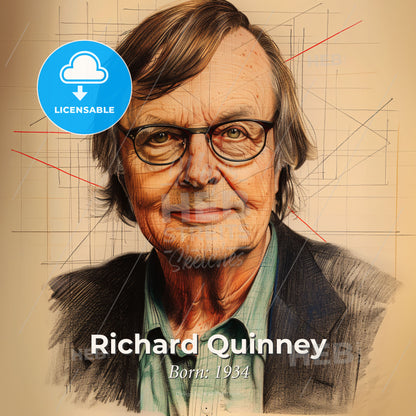 Richard Quinney, Born: 1934, American criminologist - A Man With Glasses And A Blue Shirt Print Template