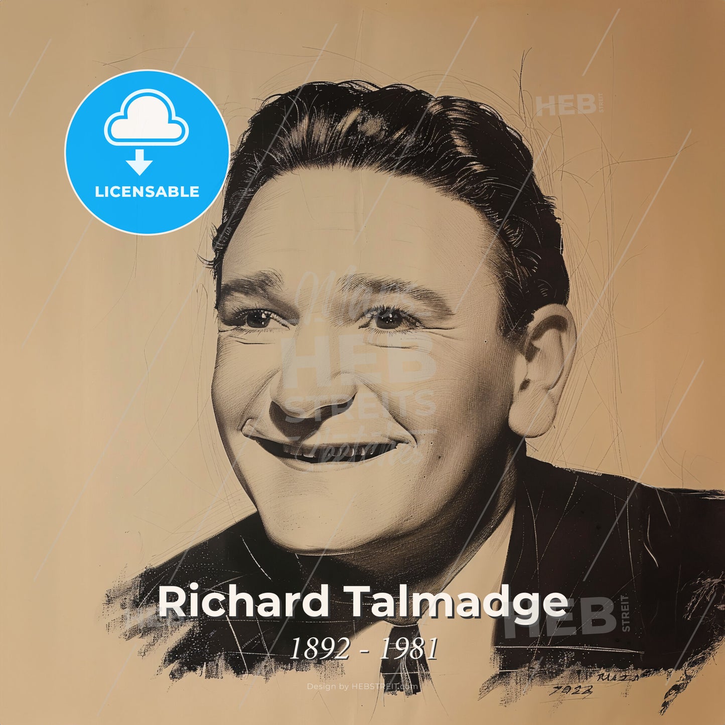 Richard Talmadge, 1892 - 1981, German-American stuntman and actor - A Man Smiling With A Smile Print Template