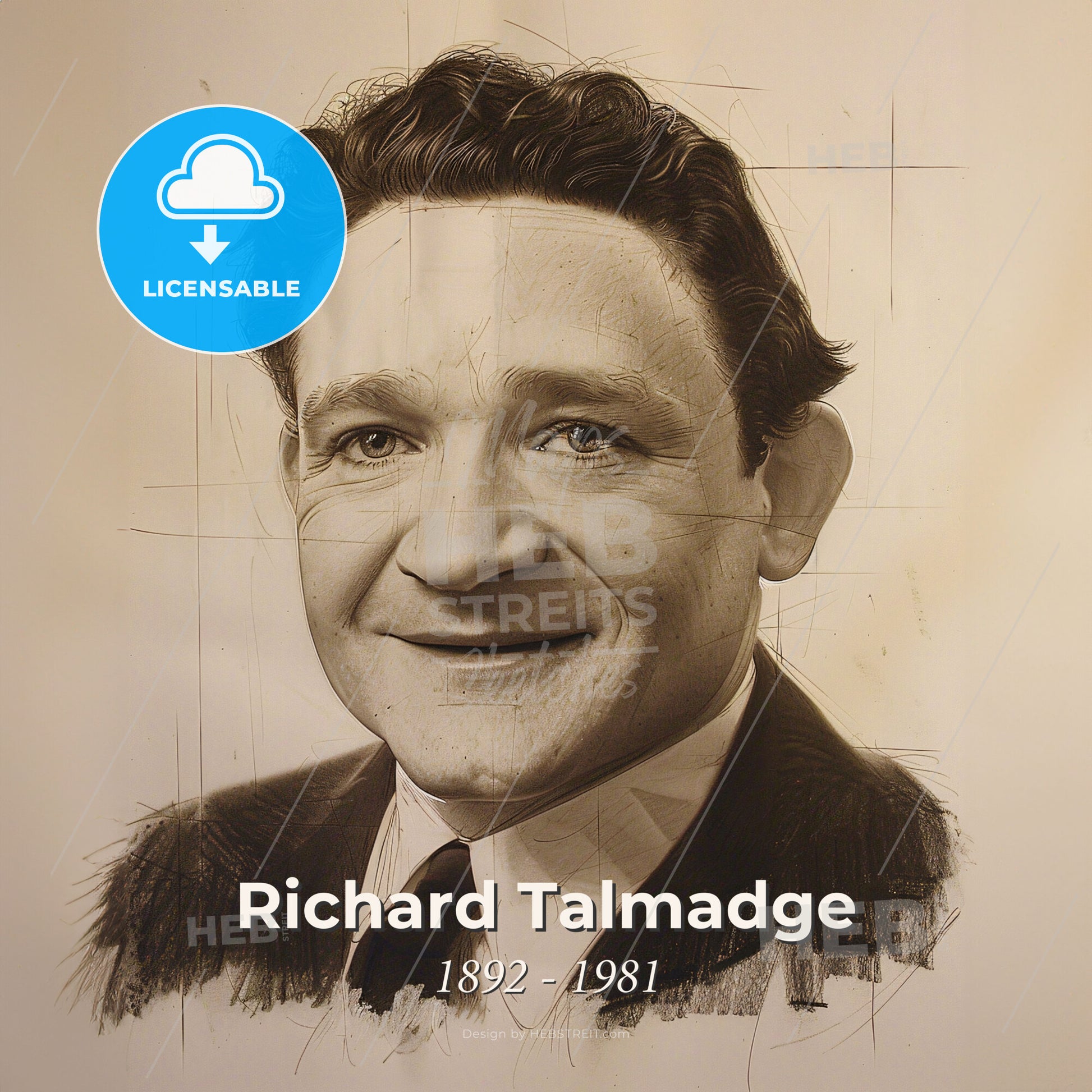 Richard Talmadge, 1892 - 1981, German-American stuntman and actor - A Man In A Suit Print Template