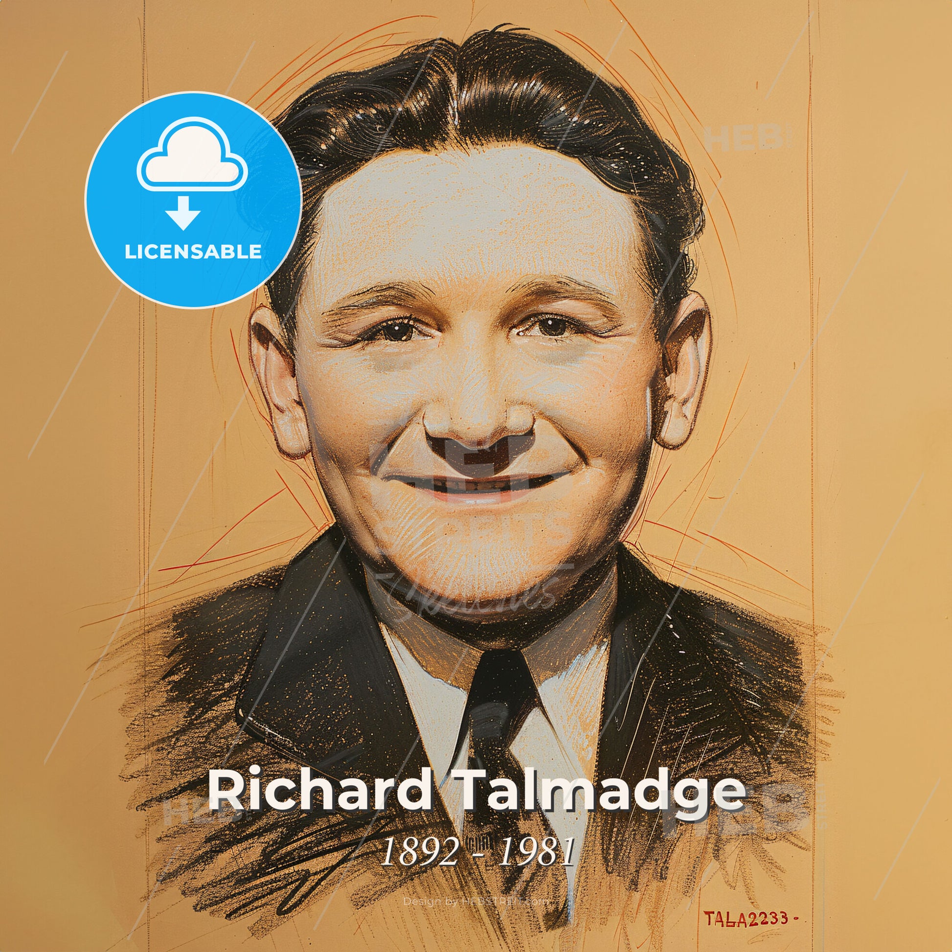 Richard Talmadge, 1892 - 1981, German-American stuntman and actor - A Drawing Of A Man Print Template
