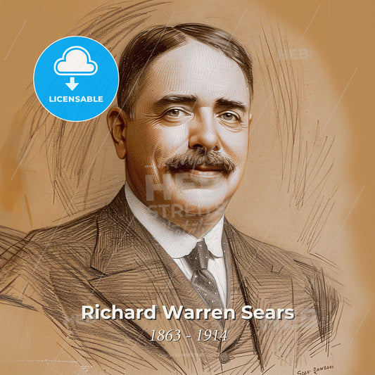 Richard Warren Sears, 1863 - 1914, American businessman - A Man With A Mustache Wearing A Suit And Tie Print Template