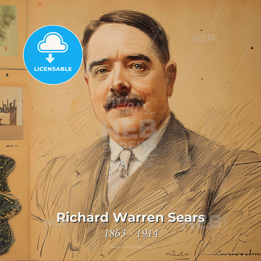 Richard Warren Sears, 1863 - 1914, American businessman - A Man With A Mustache And A Suit Print Template