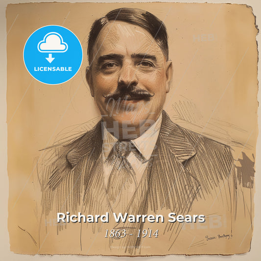 Richard Warren Sears, 1863 - 1914, American businessman - A Man With A Mustache Print Template