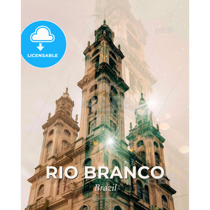 Rio Branco Skyline Composite Art Poster - A large building with many windows - Square format print template