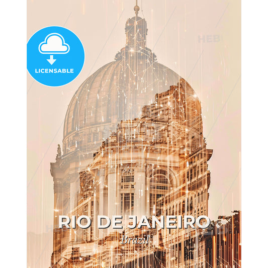 Rio de Janeiro: Skyline City Icons Poster - A double exposure of a building - Square format print template