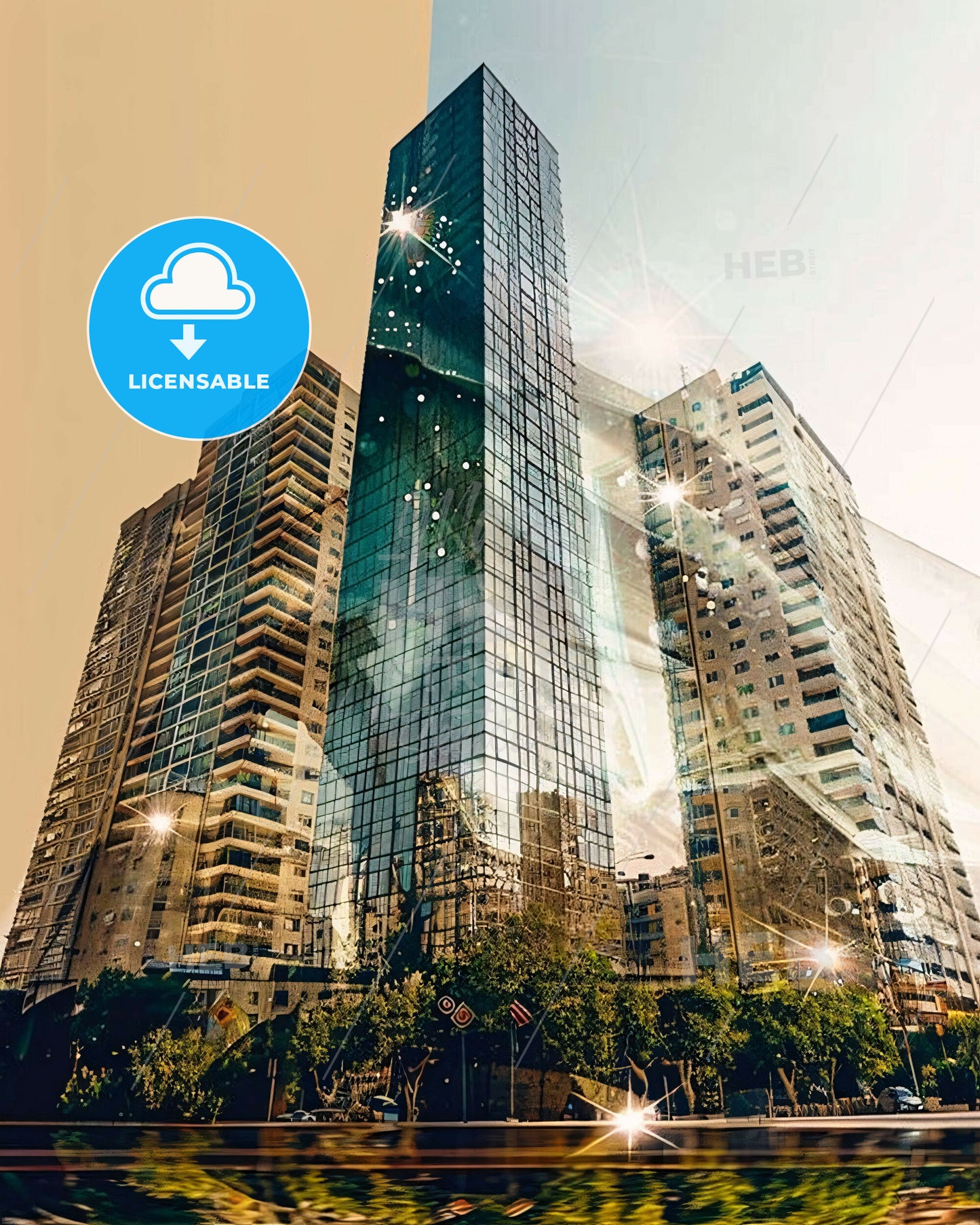 Rishon LeZion Skyline Panorama Poster Art Print - A tall buildings with a lot of windows