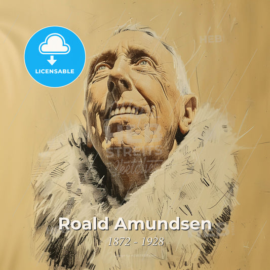 Roald Amundsen, 1872 - 1928, Norwegian explorer - A Drawing Of A Man Print Template