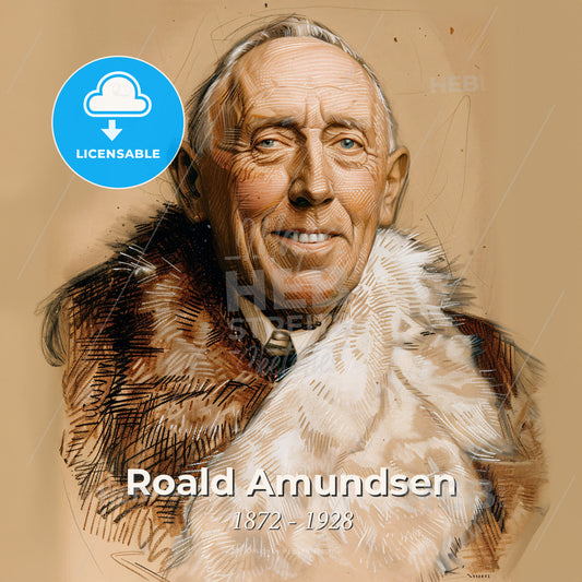 Roald Amundsen, 1872 - 1928, Norwegian explorer - A Man Wearing A Fur Coat Print Template