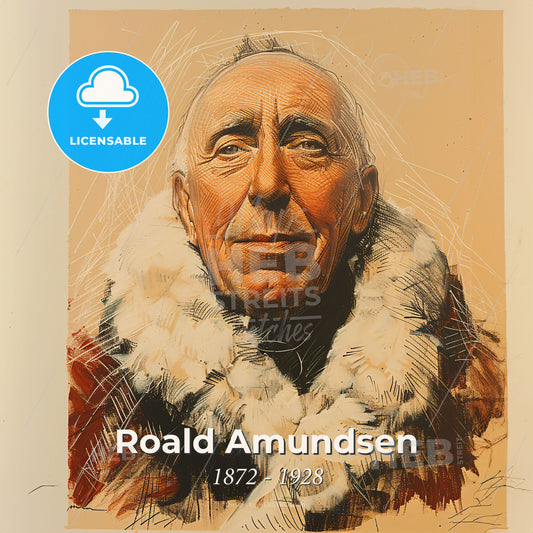 Roald Amundsen, 1872 - 1928, Norwegian explorer - A Man In A Fur Coat Print Template