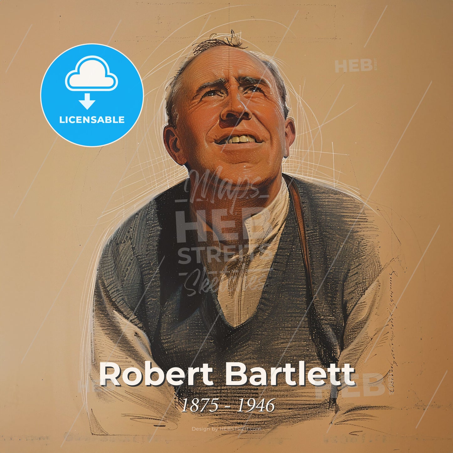 Robert Bartlett, 1875 - 1946, Canadian-American explorer - A Man Smiling And Looking Up Print Template