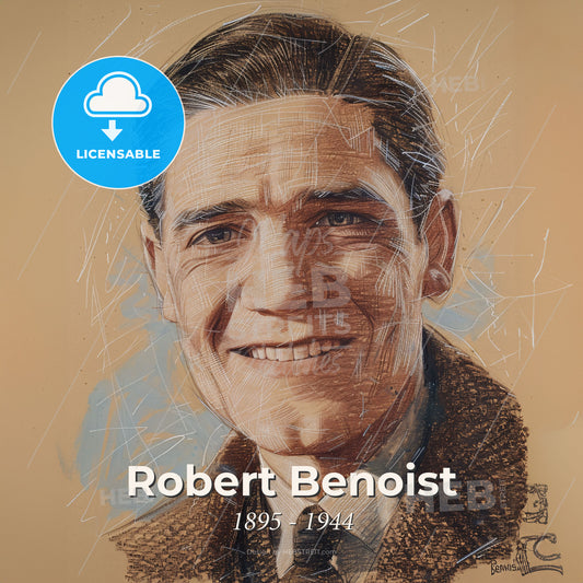 Robert Benoist, 1895 - 1944, French racing driver - A Man Smiling With Broken Glass Print Template