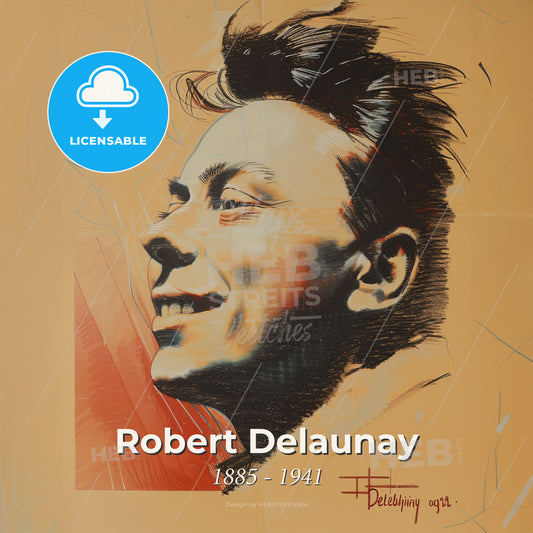 Robert Delaunay, 1885 - 1941, French painter - A Drawing Of A Man Smiling Print Template