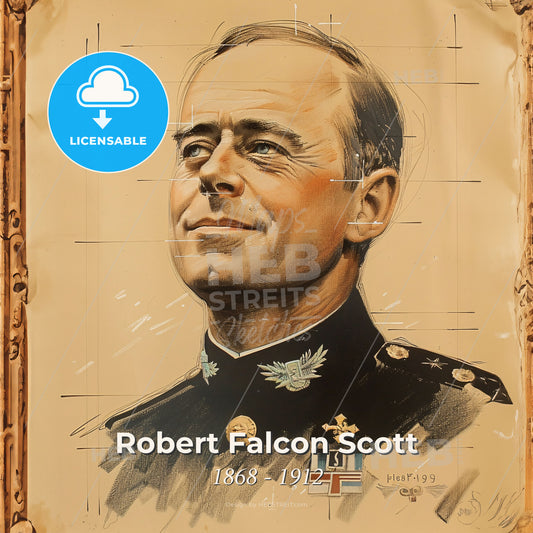 Robert Falcon Scott, 1868 - 1912, British explorer - A Portrait Of A Man In A Military Uniform Print Template