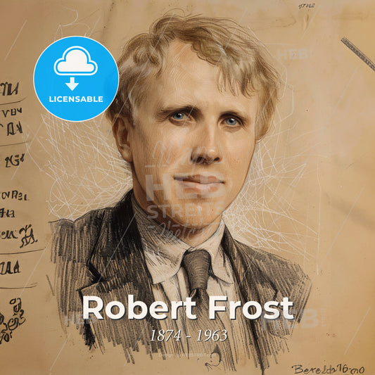 Robert Frost, 1874 - 1963, American poet - A Drawing Of A Man Print Template