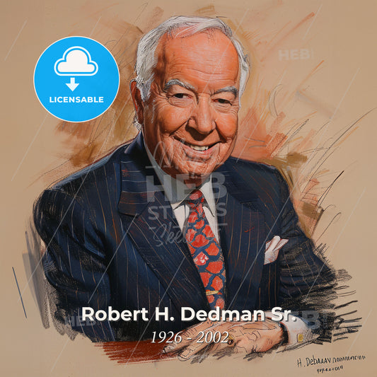 Robert H. Dedman Sr., 1926 - 2002, American hotelier and entrepreneur - A Man In A Suit Smiling Print Template