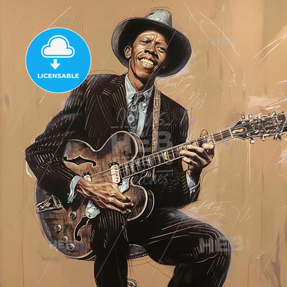 Robert Johnson, 1911 - 1938, American blues guitarist - A Man Playing A Guitar