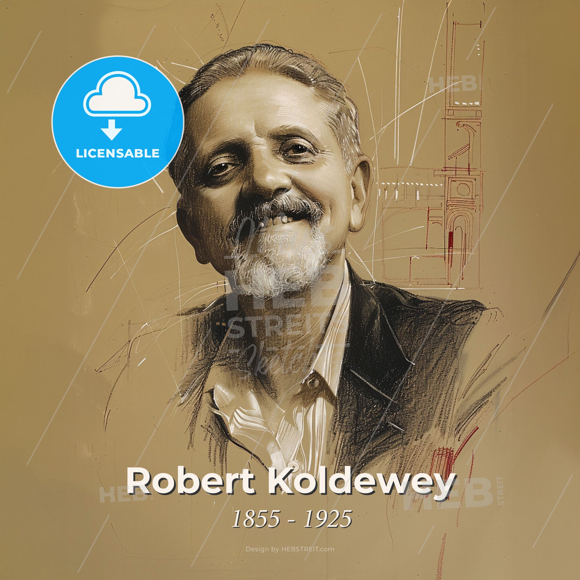 Robert Koldewey, 1855 - 1925, German archaeologist - A Drawing Of A Man Print Template