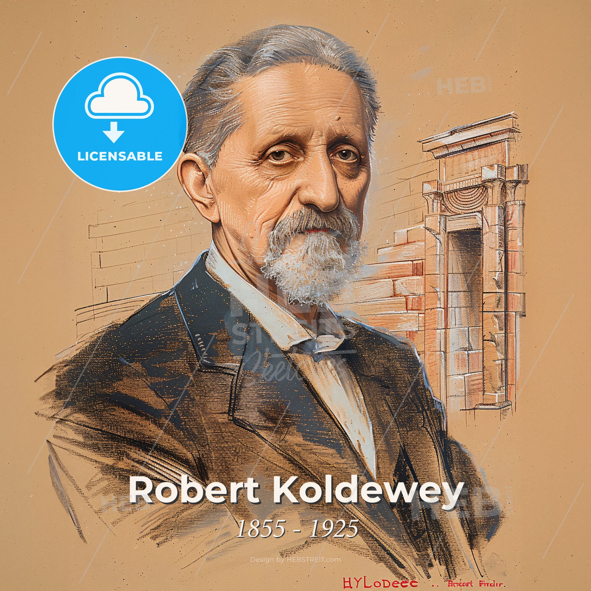 Robert Koldewey, 1855 - 1925, German archaeologist - A Portrait Of A Man Print Template