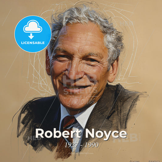 Robert Noyce, 1927 - 1990, American physicist and entrepreneur - A Man Smiling With A White Hair Print Template
