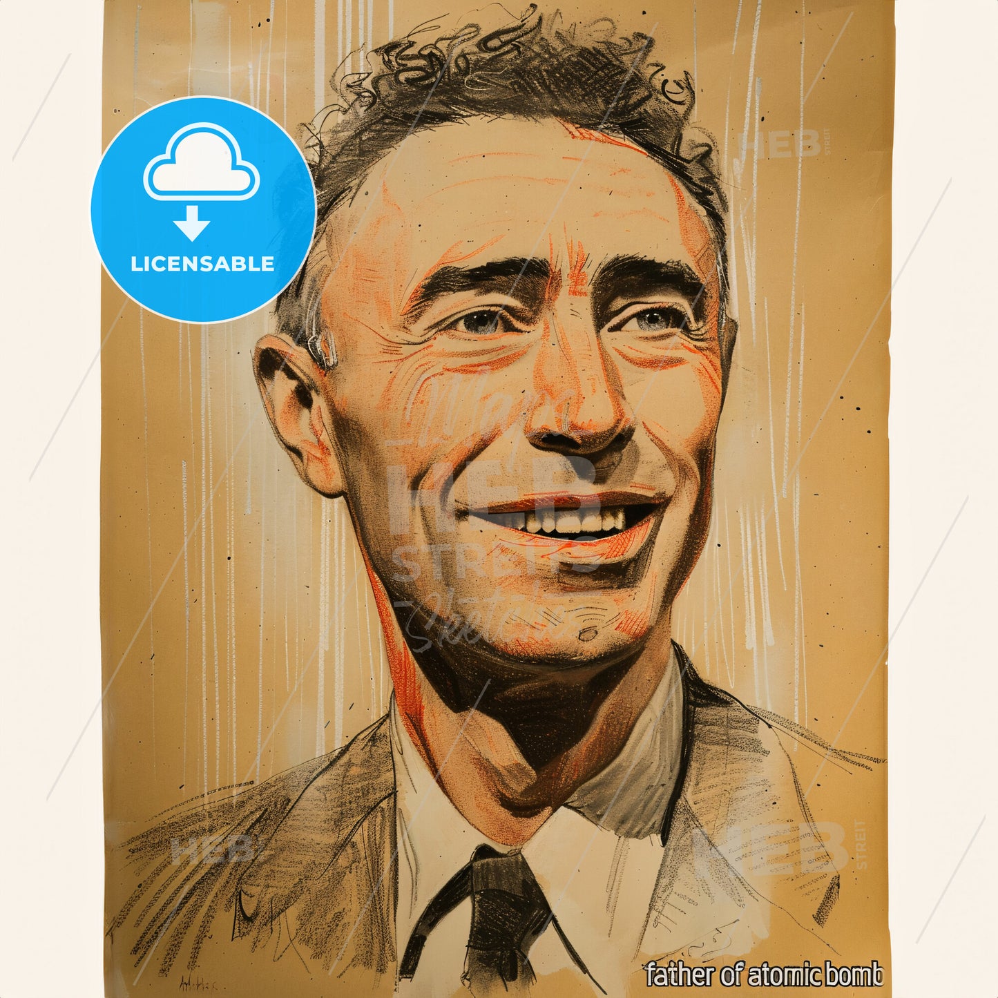 Robert Oppenheimer, 1904 - 1967, American physicist - A Drawing Of A Man Smiling