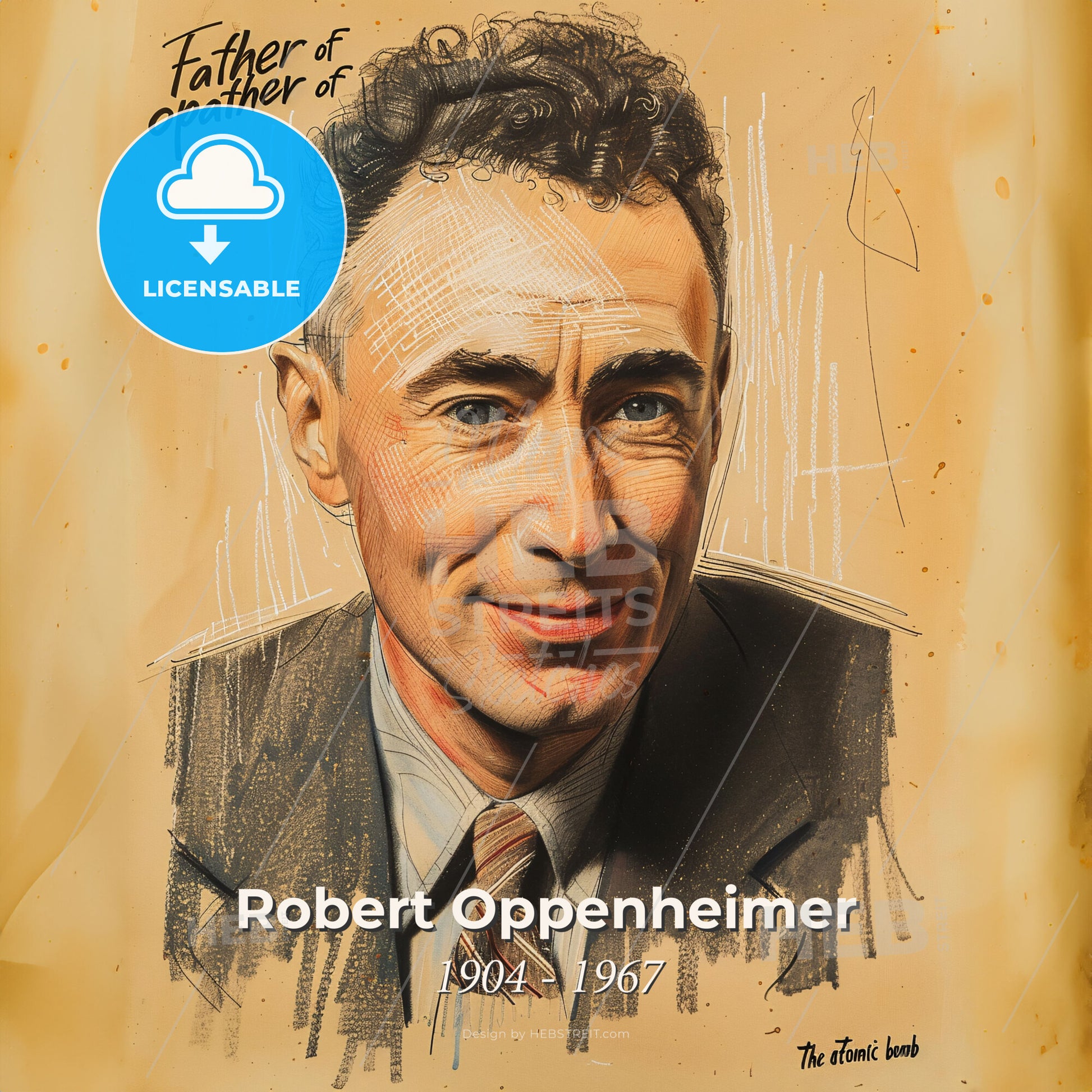 Robert Oppenheimer, 1904 - 1967, American physicist - A Man In A Suit Print Template