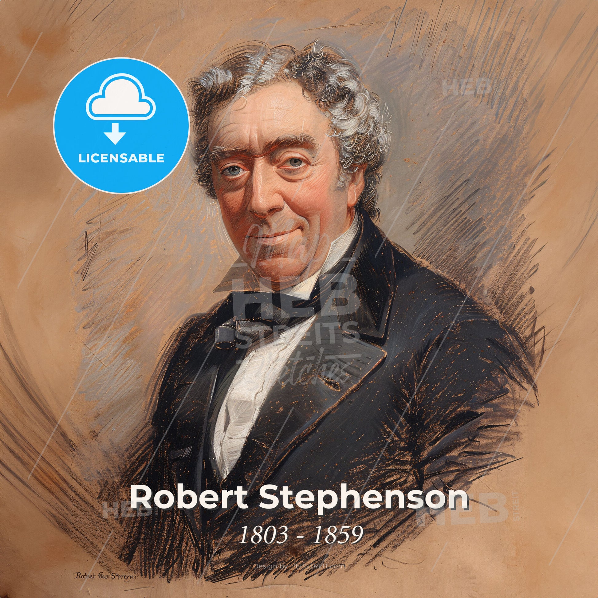 Robert Stephenson, 1803 - 1859, British engineer - A Man In A Suit Print Template