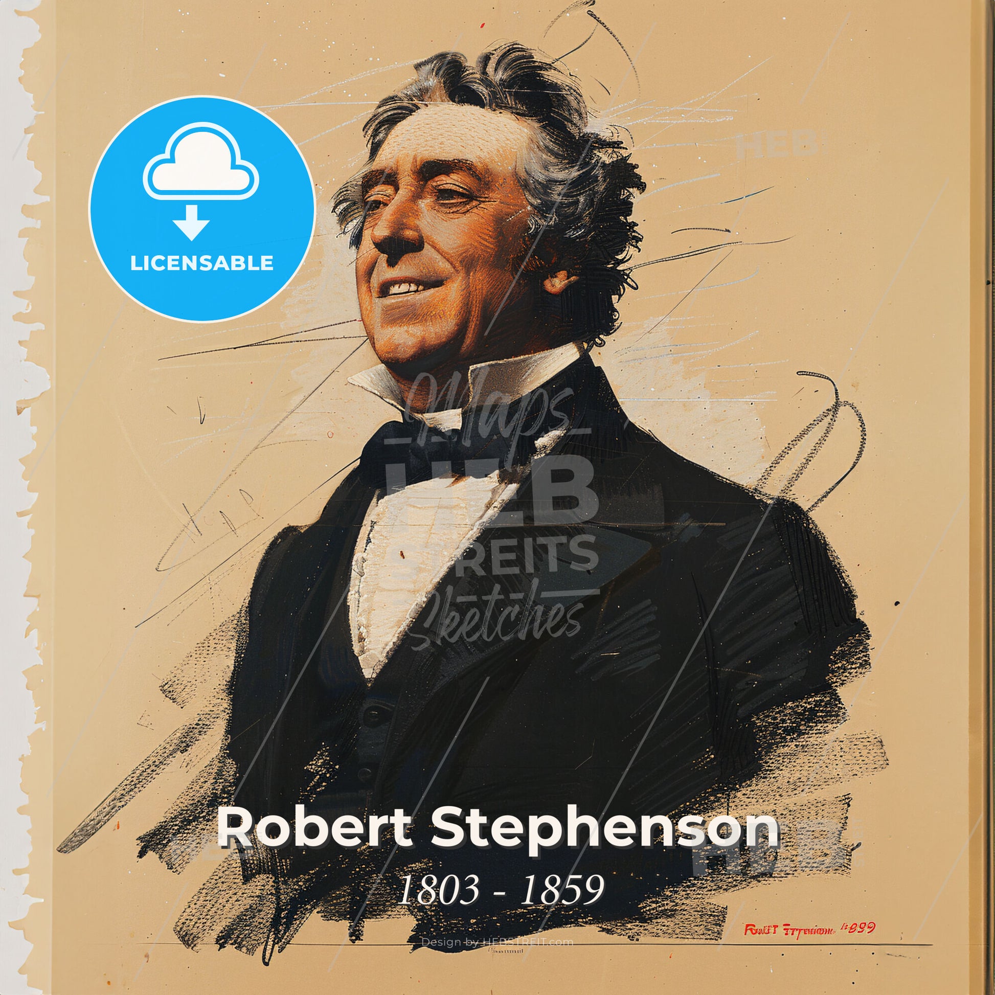 Robert Stephenson, 1803 - 1859, British engineer - A Portrait Of A Man Print Template
