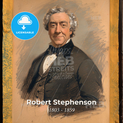 Robert Stephenson, 1803 - 1859, British engineer - A Portrait Of A Man In A Suit Print Template