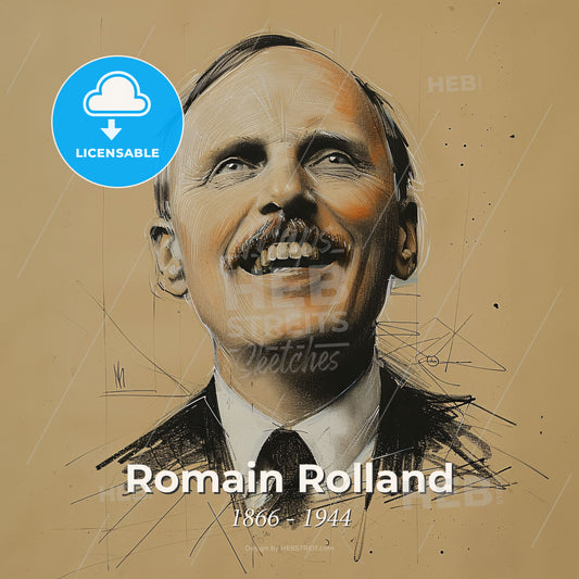 Romain Rolland, 1866 - 1944, French writer - A Drawing Of A Man Smiling Print Template