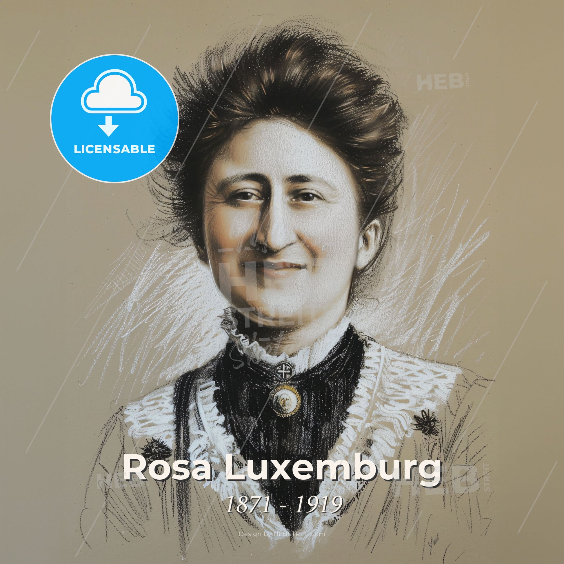 Rosa Luxemburg, 1871 - 1919, Polish-German revolutionary - A Drawing Of A Woman Print Template