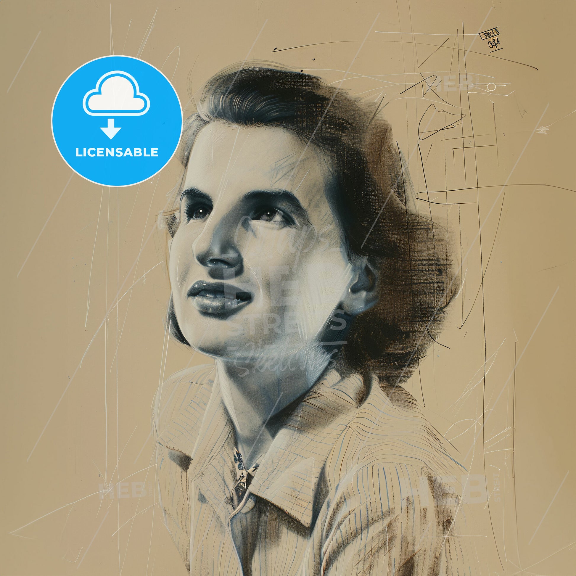 Rosalind Franklin, 1920 - 1958, British biophysicist - A Woman Looking Up To The Side