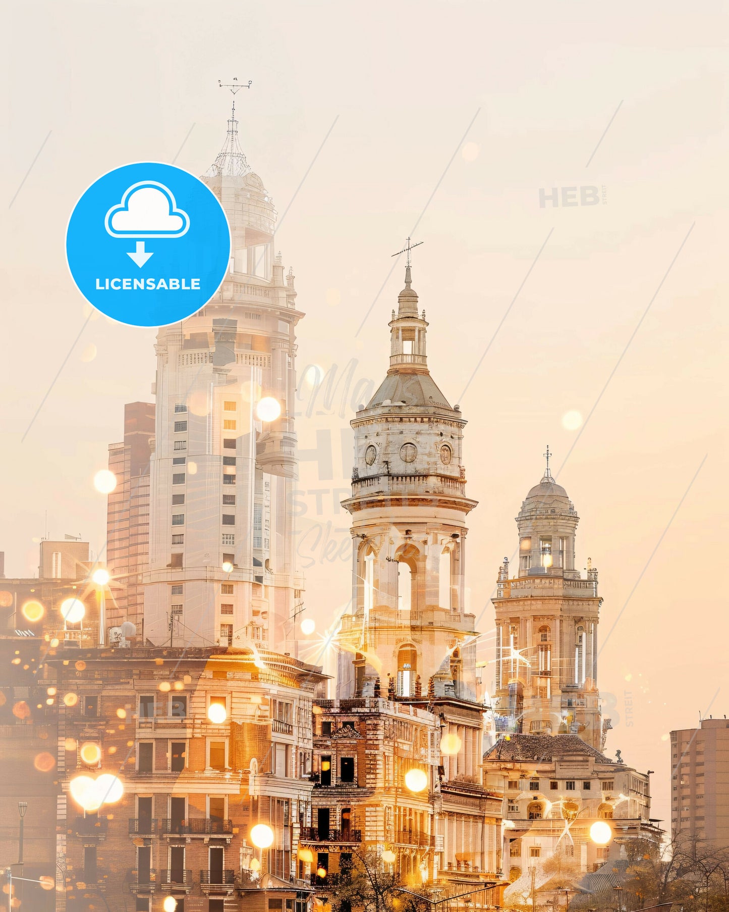 Rosario Argentina Cityscape Composite Poster Art - A city skyline with many tall buildings