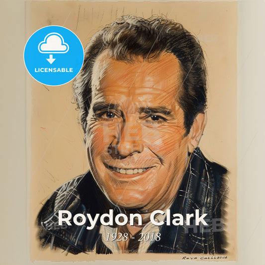 Roydon Clark, 1928 - 2018, American stuntman and actor - A Drawing Of A Man Smiling Print Template